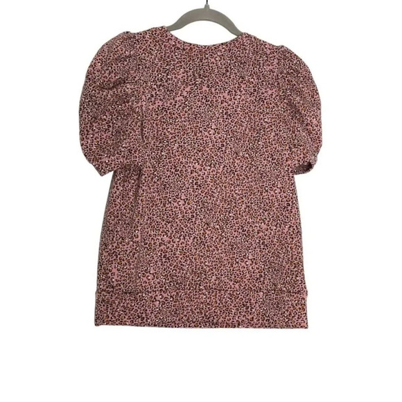 Who What Wear | PLEATED PUFF SLEEVE TOP PINK LEOPARD PRINT Size Medium - Picture 3 of 5